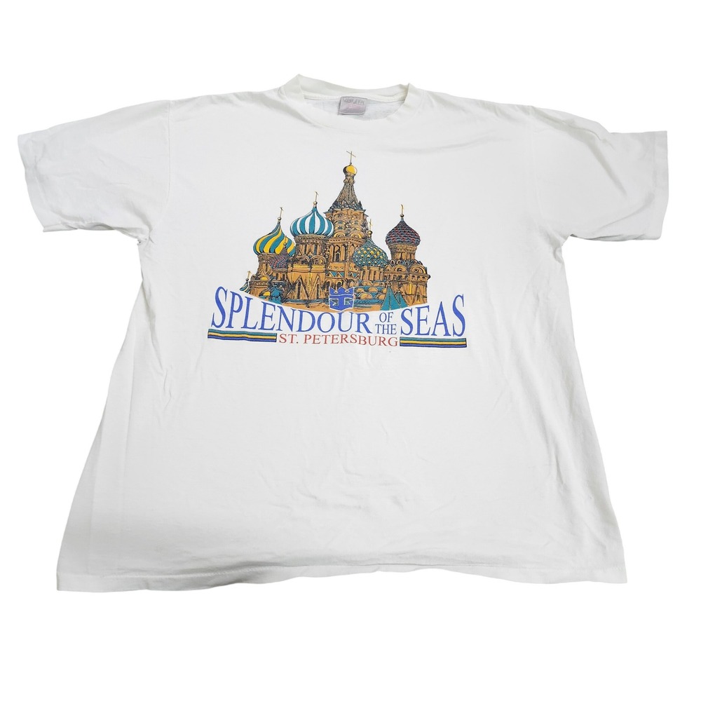 Vintage 90s Splendour of the Seas St Petersburg Oneita T Shirt XL Cruise